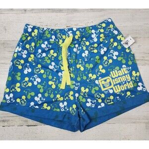 Walt Disney World Parks Short Women S Blue Neon Mickey Allover Print